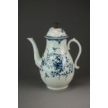 A Caughley coffee pot and cover painted in the rare Mansfield pattern, circa 1775-77,