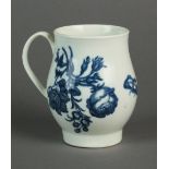 A Caughley bell-shaped mug transfer-printed with the rare Natural Sprays pattern, circa 1775-80,