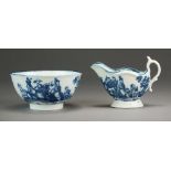 A Caughley cream boat transfer-printed in underglaze blue with the Mother and Child pattern,