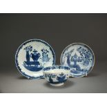 A Caughley tea bowl and saucer painted with the very rare Vase and Lantern pattern, circa 1785-95,