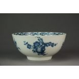 A Caughley waste or slop bowl printed with the Fruit and Wreath pattern, circa 1775, C mark, 15.