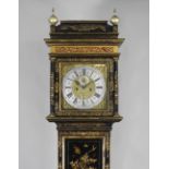 An 18th century black Japanned eight day longcase clock,