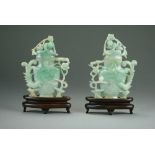 A pair of Chinese jadeite vases and covers, late Qing/Republic period,