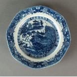 A Caughley small dessert plate transfer-printed in the Willow Nankin pattern, circa 1795, unmarked,