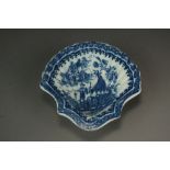 A Caughley scallop form dish transfer-printed with the Fisherman pattern, circa 1785, unmarked,