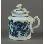 A Caughley wet mustard pot and cover transfer-printed with the Fence pattern, circa 1778-88,