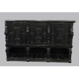 A stained oak side cabinet, 17th century and later,