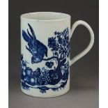 A Worcester mug transfer-printed in underglaze blue with the Parrot Pecking Fruit pattern,