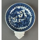 A Caughley egg drainer transfer-printed with the Pleasure Boat or Fisherman pattern, circa 1780-90,