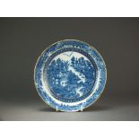 A rare shaped Caughley dessert dish, transfer-printed in the Full Nankin pattern, circa 1785-93,