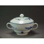 A Caughley circular tureen and cover painted with the Chantilly Sprig B pattern, circa 1786-97,