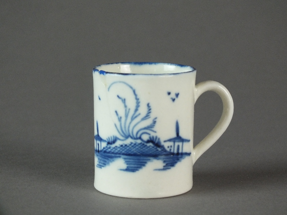 A Caughley toy mug, circa 1780-90, painted with the Island pattern, S mark,