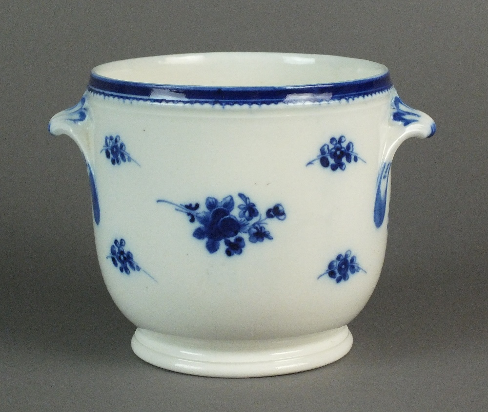 A Caughley jardinière painted in the Salopian Sprig pattern with spreading foot and shell topped