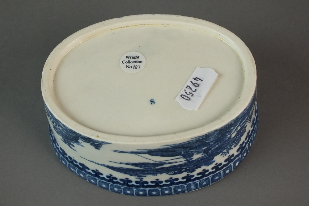 A Caughley potted meat pot transfer-printed in the Pleasure Boat or Fisherman pattern, - Image 2 of 2