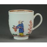 A Worcester coffee cup painted in polychrome with Chinese Figures, circa 1765-75, 6.