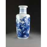A Chinese blue and white Rouleau vase, 20th Century,