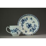 A Worcester coffee cup and saucer painted with the Feather Mould Floral pattern, circa 1765,