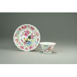 A Chinese famille rose 'chicken' cup and saucer, 19th Century,