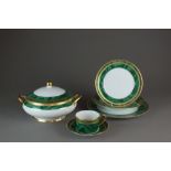 A Christian Dior Dinner 'Gaudron Malachite Green' service, comprising coffee cups, saucers,