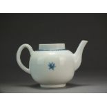 A Caughley teapot, lacking cover, painted with a single flowerhead (Aster), circa 1776-79,