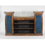 A 19th century rosewood three section breaktop bookcase cabinet with gilt metal gallery,