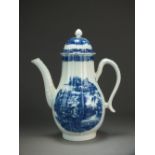 A Caughley coffee pot and cover transfer-printed with the Pagoda pattern, circa 1784-91, unmarked,