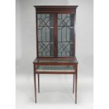 An Edwardian mahogany satinwood banded bijouterie / display cabinet, in the 18th century style,