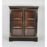 A Victorian ebonised and walnut banded pier cabinet,
