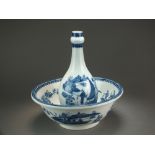 A Caughley guglet and wash stand bowl transfer-printed in the Fisherman or Pleasure Boat pattern,