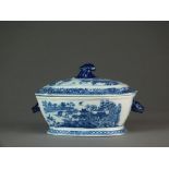 A rare Caughley tureen, cover and stand transfer-printed in the Willow Nankin pattern,