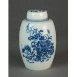 A Caughley tea canister and cover transfer-printed in the Fence pattern, circa 1778-85, C mark,