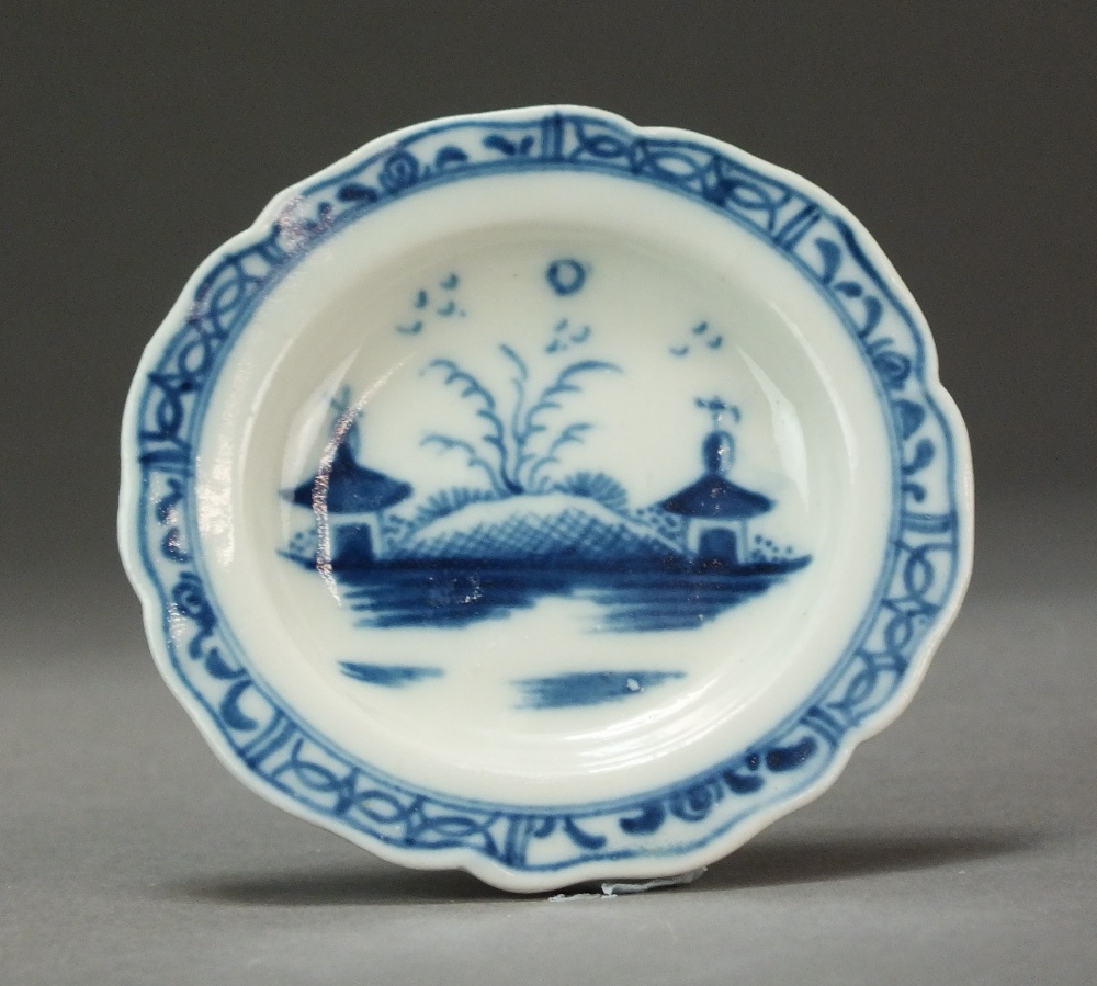 A very rare Caughley toy dinner service dish painted in the Island pattern, circa 1780-90,