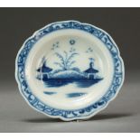 A very rare Caughley toy dinner service dish painted in the Island pattern, circa 1780-90,