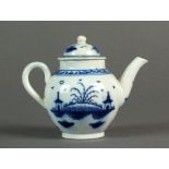 A Caughley toy teapot with cover painted in the Island pattern, circa 1780-92, S mark, 7.