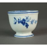 A low Caughley egg cup painted with Chantilly Sprigs, S mark, 4.