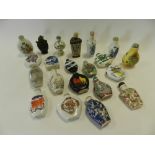 A lot containing 21 reproduction Chinese snuff bottles including inside painted examples,