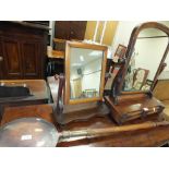 Two Victorian swivel toilet mirrors along with a copper bed warming pan