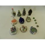 A lot containing 10 Chinese reproduction snuff bottles including famille rose examples