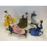 Two trays of figures to include Royal Worcester 'First Dance' 3629,