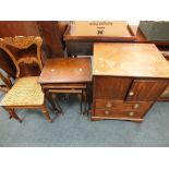 A William IV bar back single dining/side chair along with a 20th century nest of three occasional