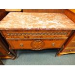 A 20th century Continental style marble top commode chest with single frieze drawer over a deep