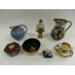 Two trays to include: Chinese Famille Rose plate, Canton plate, cloisonne boxes, Beswick jugs,