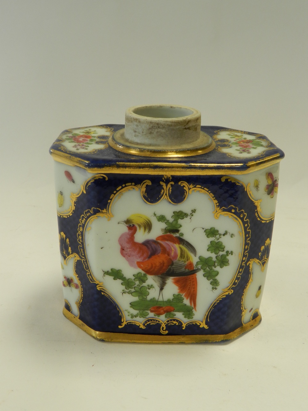 A Samson of Paris faceted tea caddy in blue scale Worcester style,