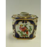 A Samson of Paris faceted tea caddy in blue scale Worcester style,