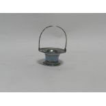 A silver and blue guilloche enamel miniature basket