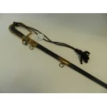 A naval officers sword, 19th century, single bar guard, shagreen grip,