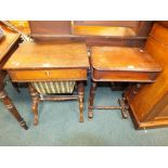 An early Victorian rosewood work table (at fault) along with a late 19th century single drawer side