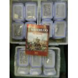 Three boxes of Del Prado soldiers and cavalry in Napoleonic era style and leaflet accompanying