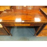 A George IV mahogany rosewood crossbanded fold-over card table