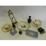 Four trays to include: a selection of alcohol miniatures, a cuckoo clock,